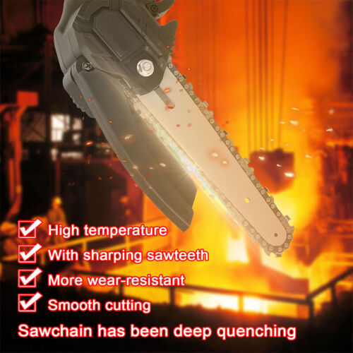 6" Cordless Electric Chainsaw 2X Battery-Powered Wood Cutter Tool for Wood Cutting, Tree Trimming, Branch Pruning, Gardening, Camping