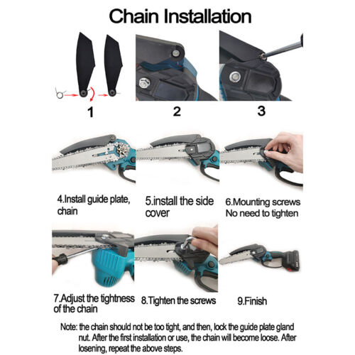 6" Cordless Electric Chainsaw 2X Battery-Powered Wood Cutter Tool for Wood Cutting, Tree Trimming, Branch Pruning, Gardening, Camping