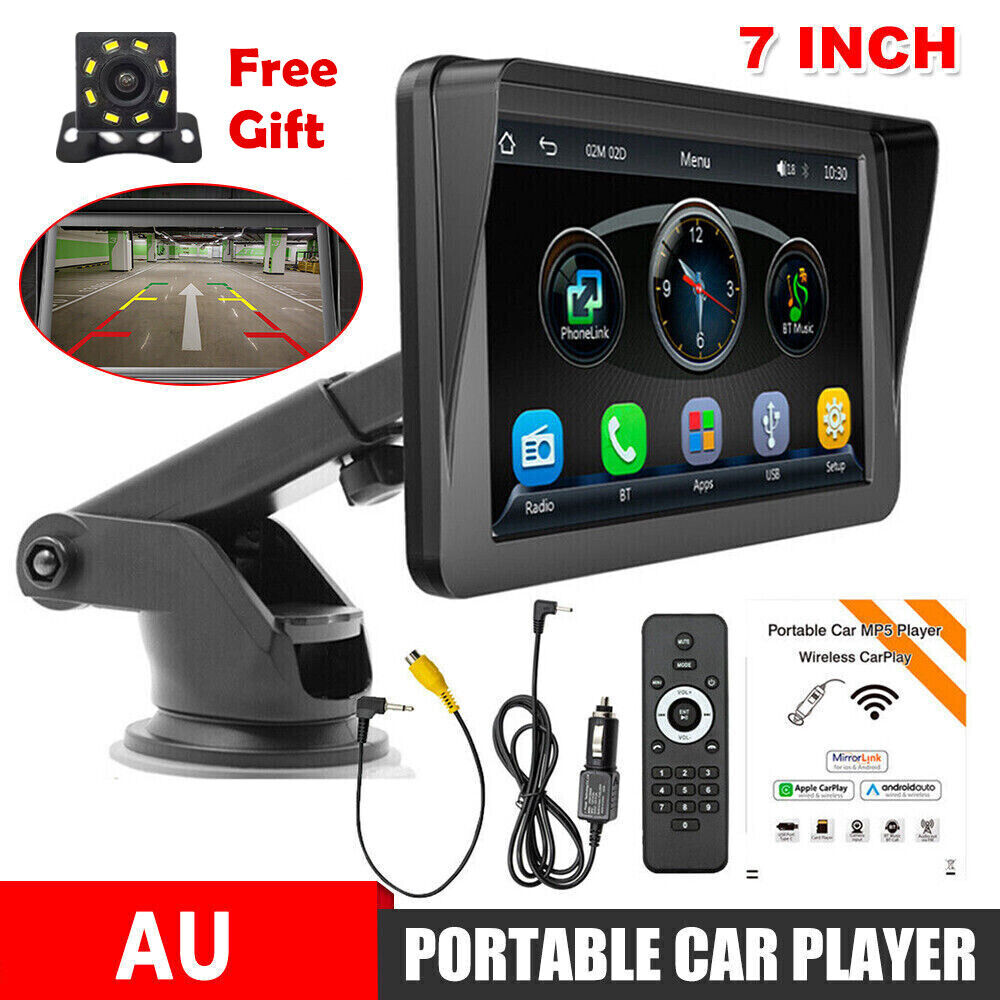 Portable 7'' Wireless Apple CarPlay Android Auto Touch Screen Car Radio Stereo