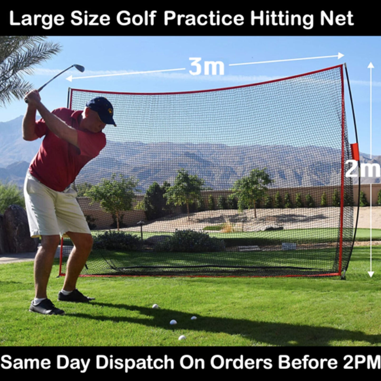 Huge Practice Golf Net for Outdoor Training, Hitting Net with Carry Bag