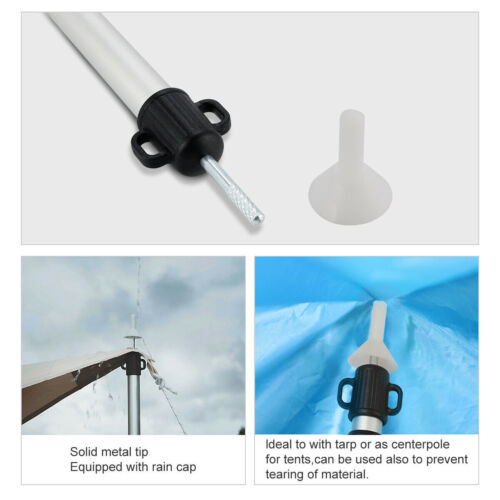 2PCS Adjustable 90-230cm Aluminum Alloy Tarp Poles - Durable, Telescopic Support Rods for Tarps and Shelters with Reflective Guylines