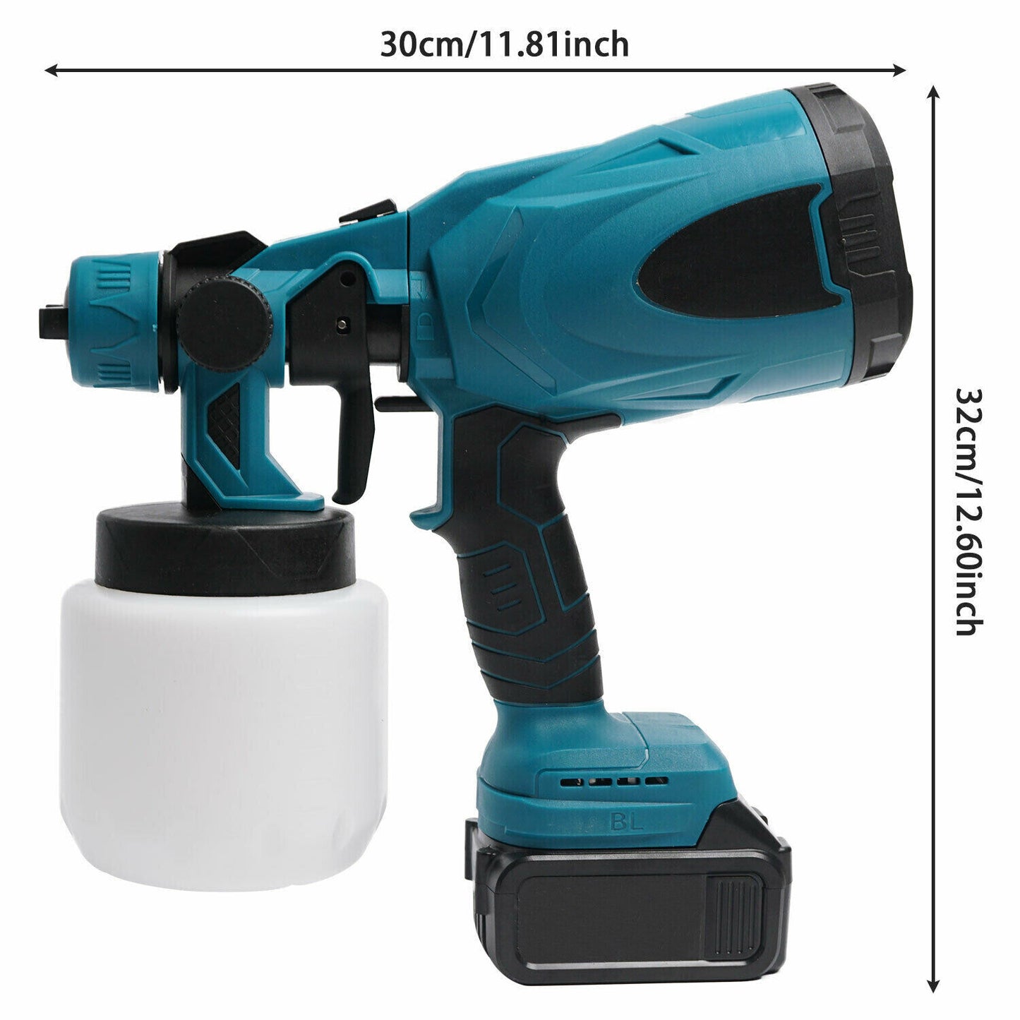 Cordless High Pressure Spray Gun Airless Paint Sprayer with 2 Battery 1000ML