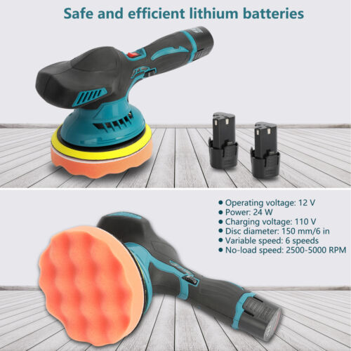 6" Cordless Car DA Polisher Random Orbita Buffer Sander Polishing Machine Tool
