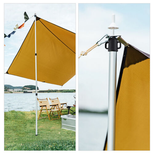 2PCS Adjustable 90-230cm Aluminum Alloy Tarp Poles - Durable, Telescopic Support Rods for Tarps and Shelters with Reflective Guylines