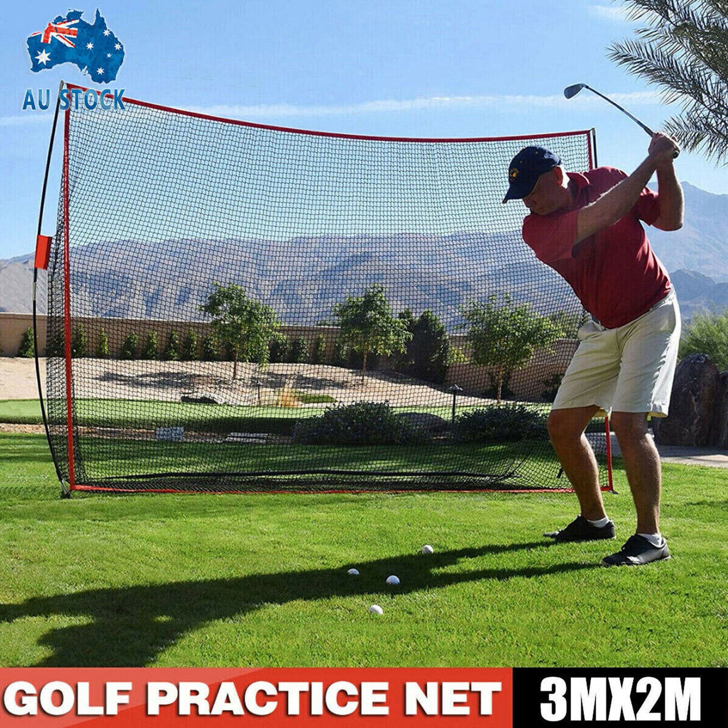 Huge Practice Golf Net for Outdoor Training, Hitting Net with Carry Bag