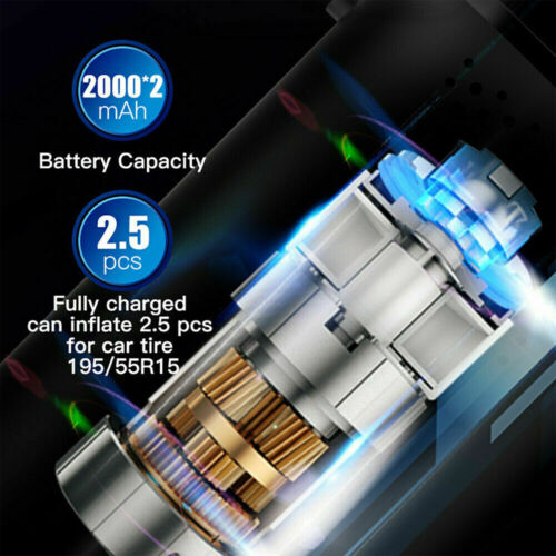 Portable Electric Air Pump with LCD Digital Display and LED Light - Cordless Multi-Function Inflator for Tires and Sports Equipment