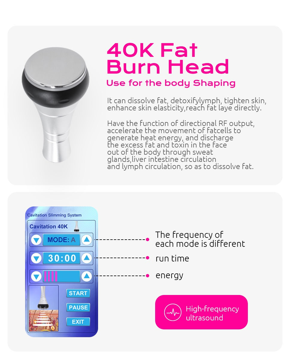 40K Ultrasonic Body Slimming & Tightening Machine – 3-in-1 Cavitation & RF Skin Tightening Device for Home