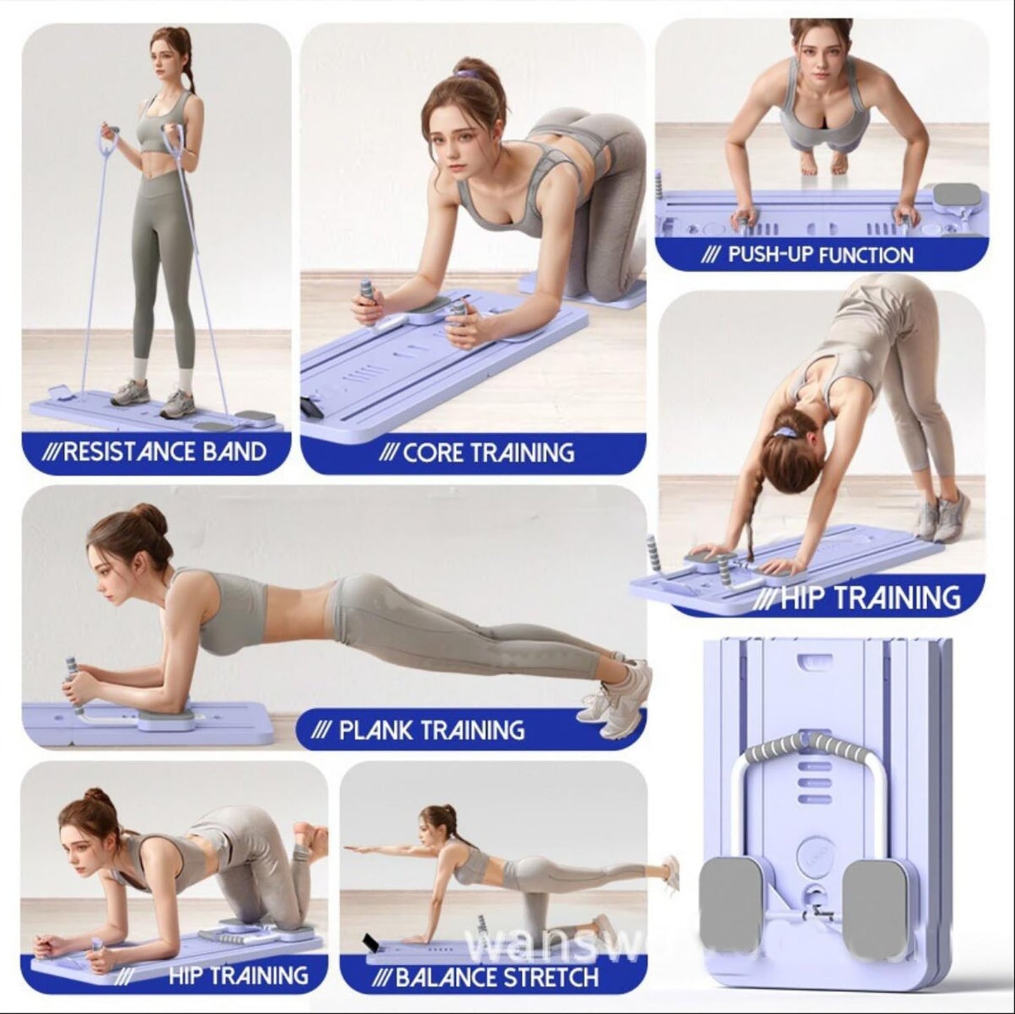 Multifunction Home Pilates Board - 8-in-1 Foldable Fitness Trainer