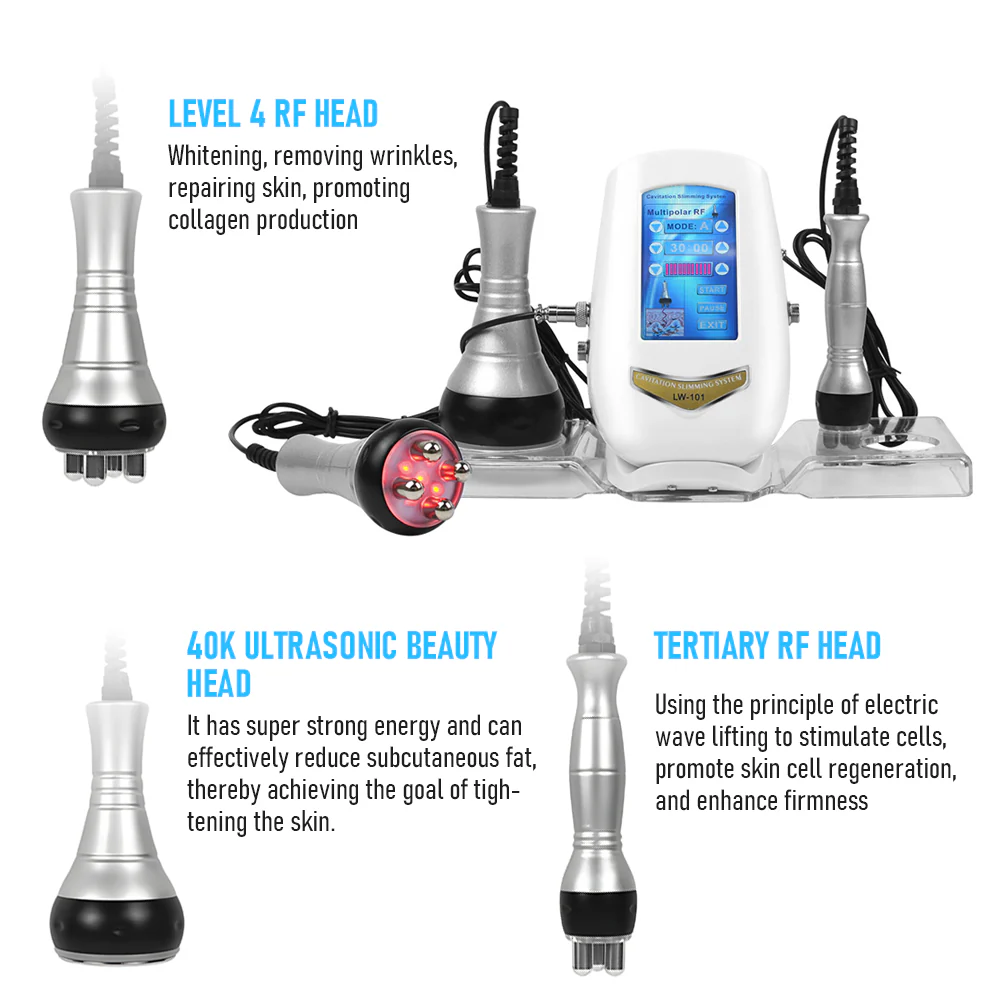 40K Ultrasonic Body Slimming & Tightening Machine – 3-in-1 Cavitation & RF Skin Tightening Device for Home