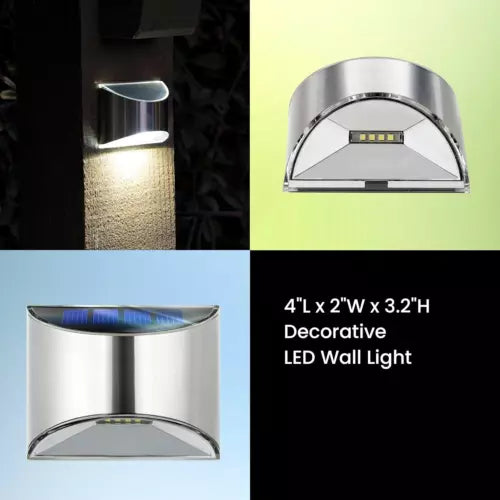 2x Solar Power LED Wall Lights - Garden, Outdoor and Waterproof