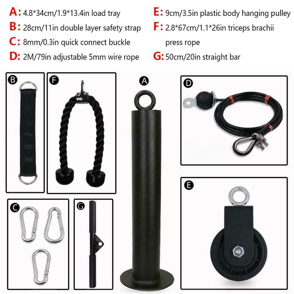 LAT Fitness Pulley Cable Machine System For Home Gym Arm Biceps Triceps Blaster