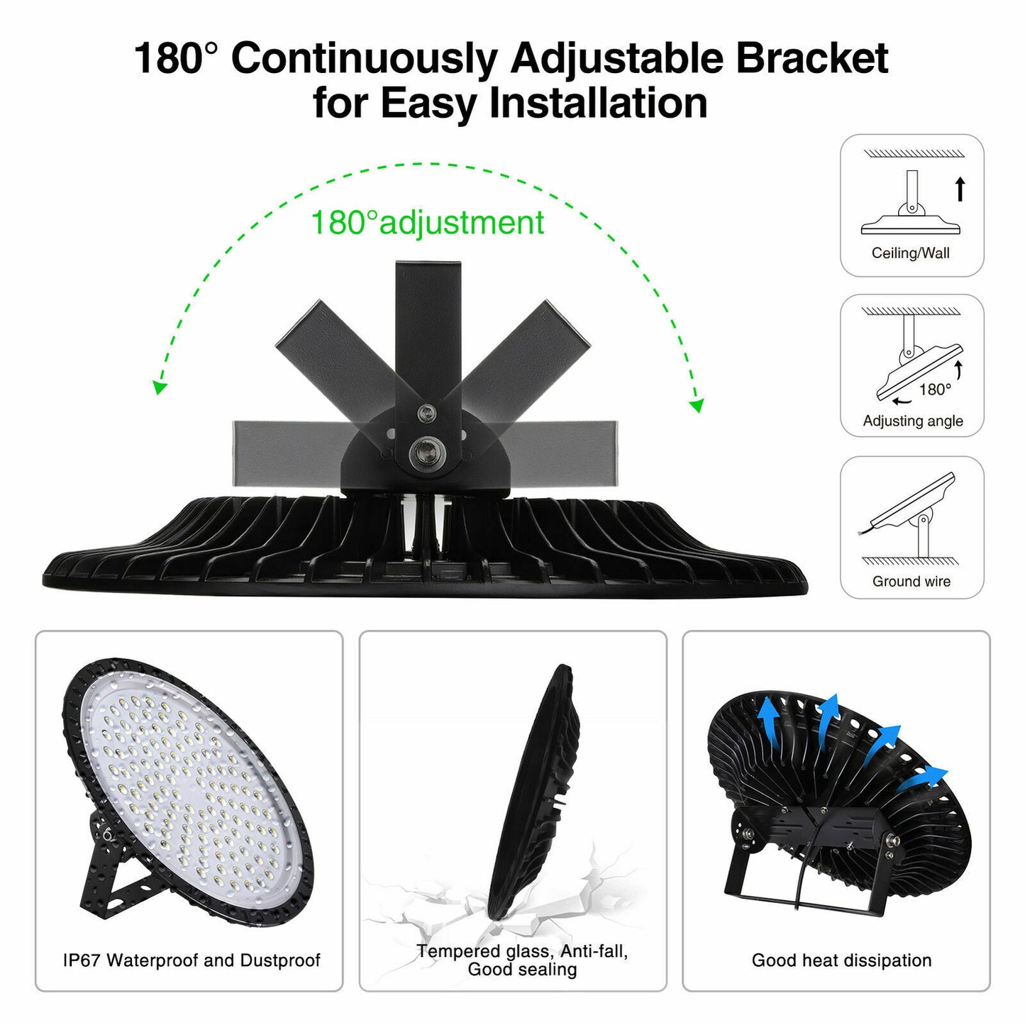 200W 300W 500W UFO LED High Bay Light Factory Industrial Warehouse Shop Lighting