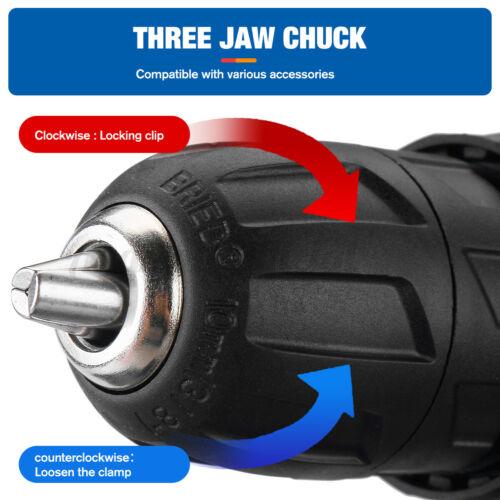 48V Cordless Drill+ 2 Battery Heavy Duty Impact Driver Brushless Hammer Kit