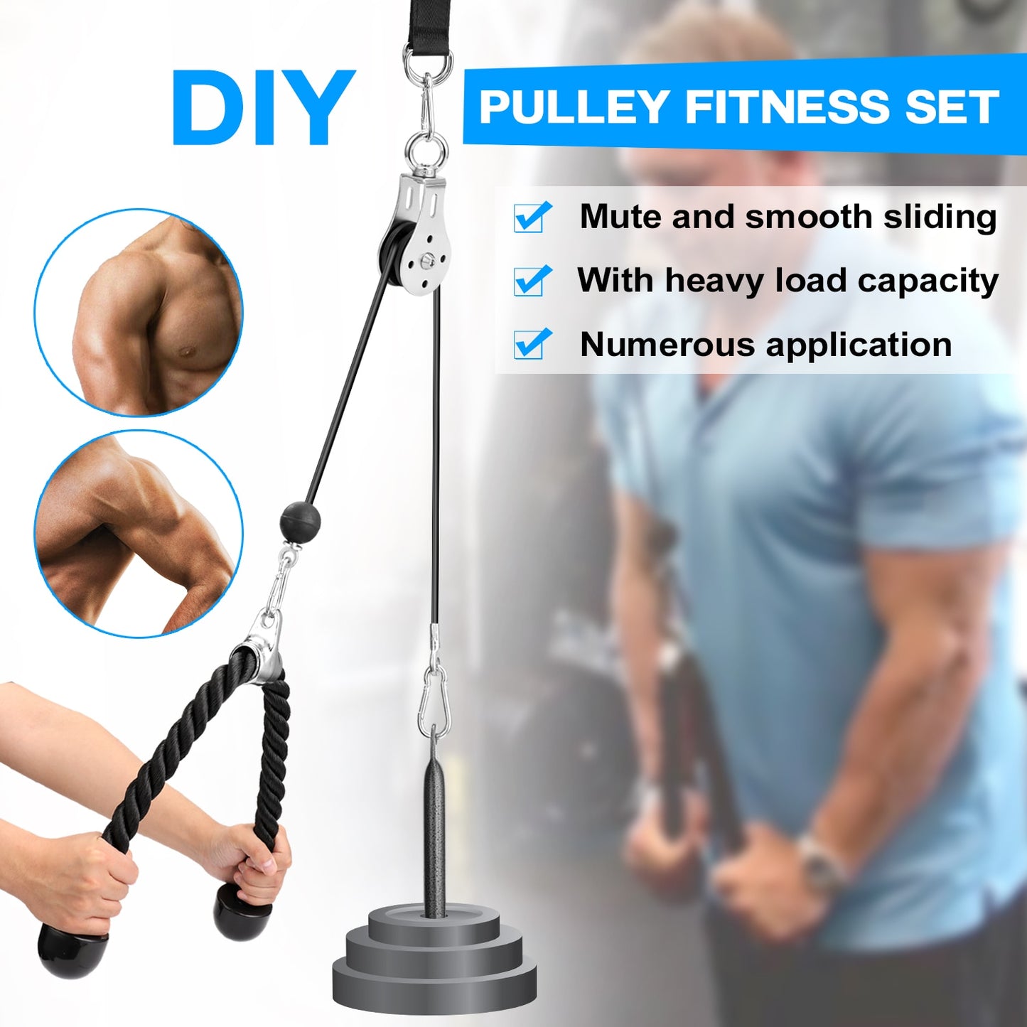 Pulley Cable Machine Attachment System Pin Lifting Arm Biceps Home Fitness