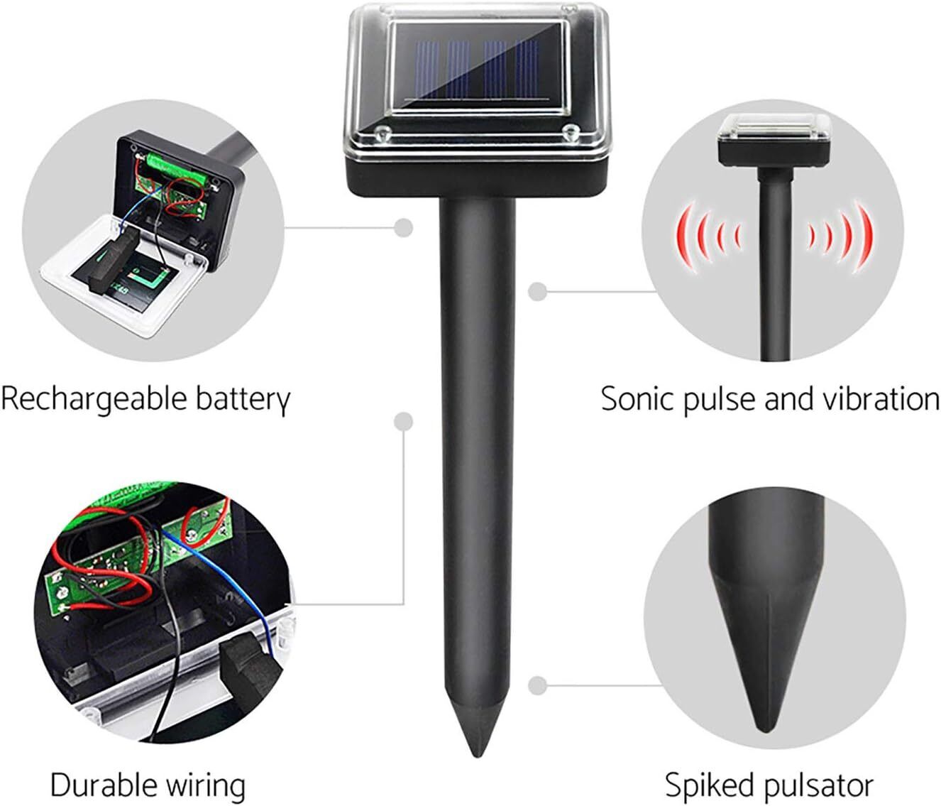 10x Ultrasonic Solar SNAKE/PEST REPELLER