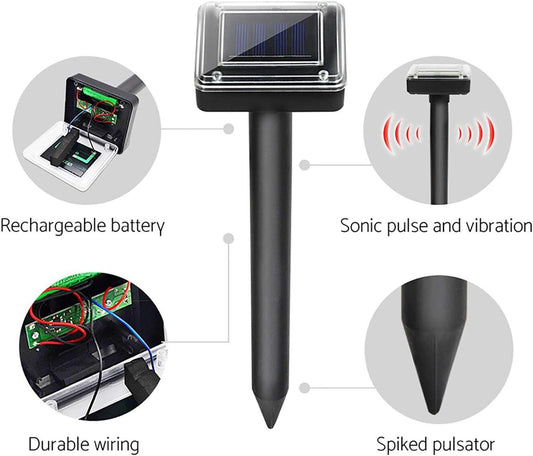 10x Ultrasonic Solar SNAKE/PEST REPELLER