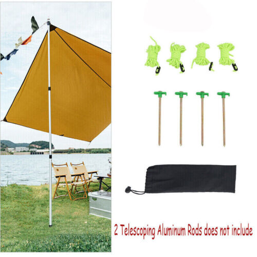 2PCS Adjustable 90-230cm Aluminum Alloy Tarp Poles - Durable, Telescopic Support Rods for Tarps and Shelters with Reflective Guylines