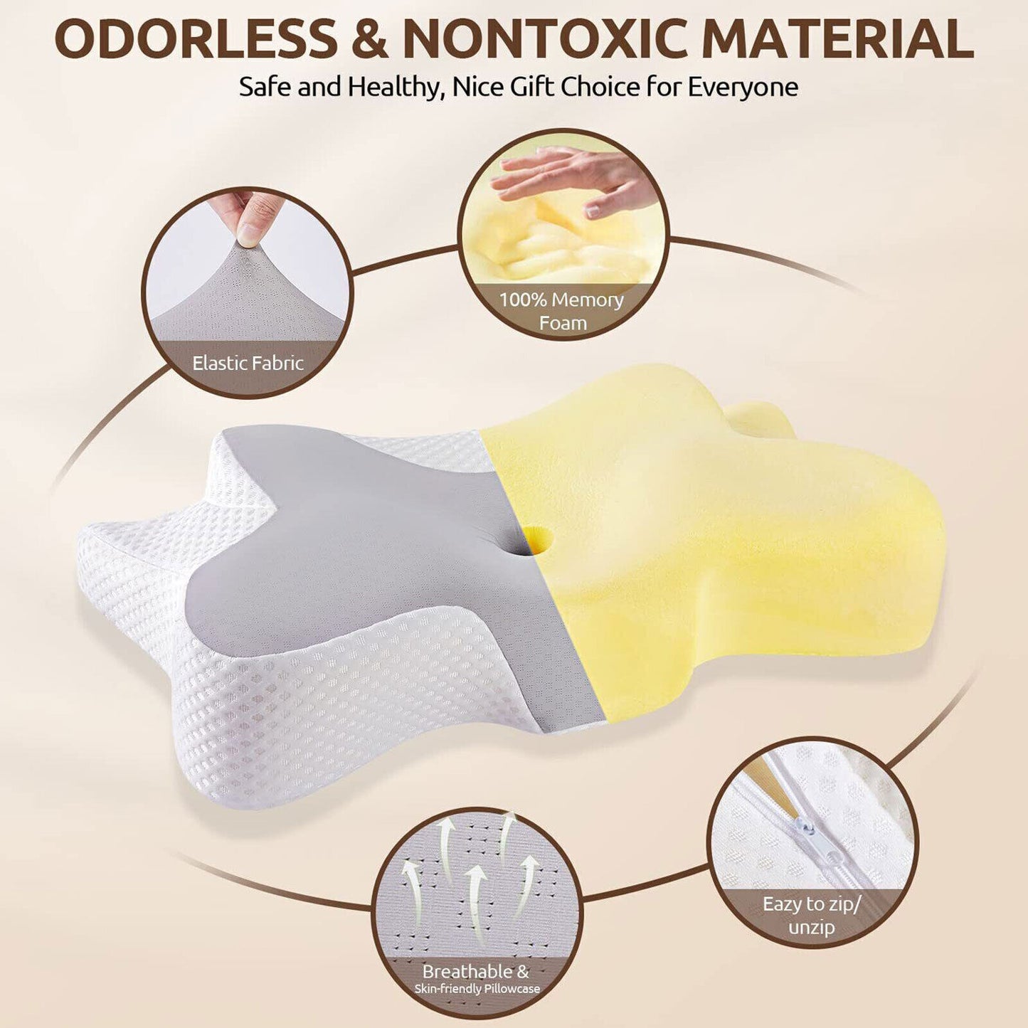 Ergonomic Memory Foam Cervical Pillow: Dual-Height Contour Design for Ultimate Neck Support