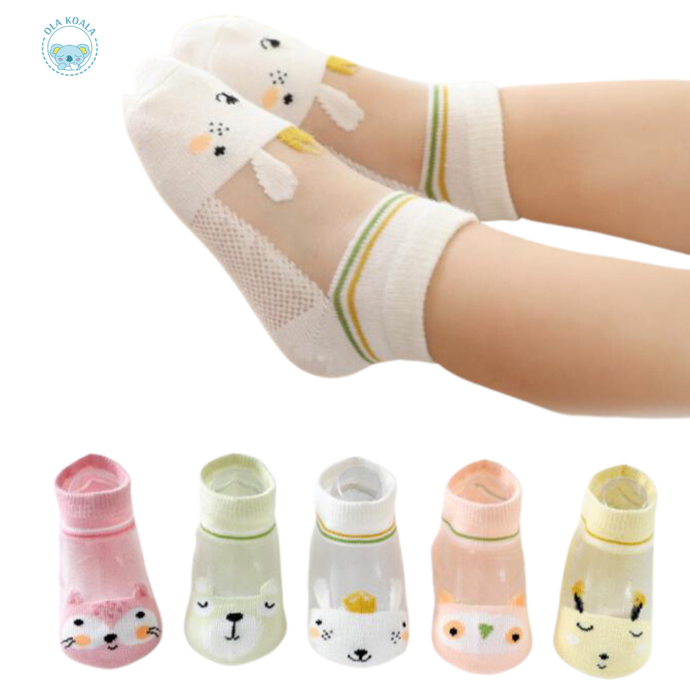 Ola Koala 5 Pairs Socks for Baby/Toddler/Kid Boys Girls; No Show Ankle Kid Socks; Ultra Soft Cotton Thin Mesh Infant Baby Summer Socks