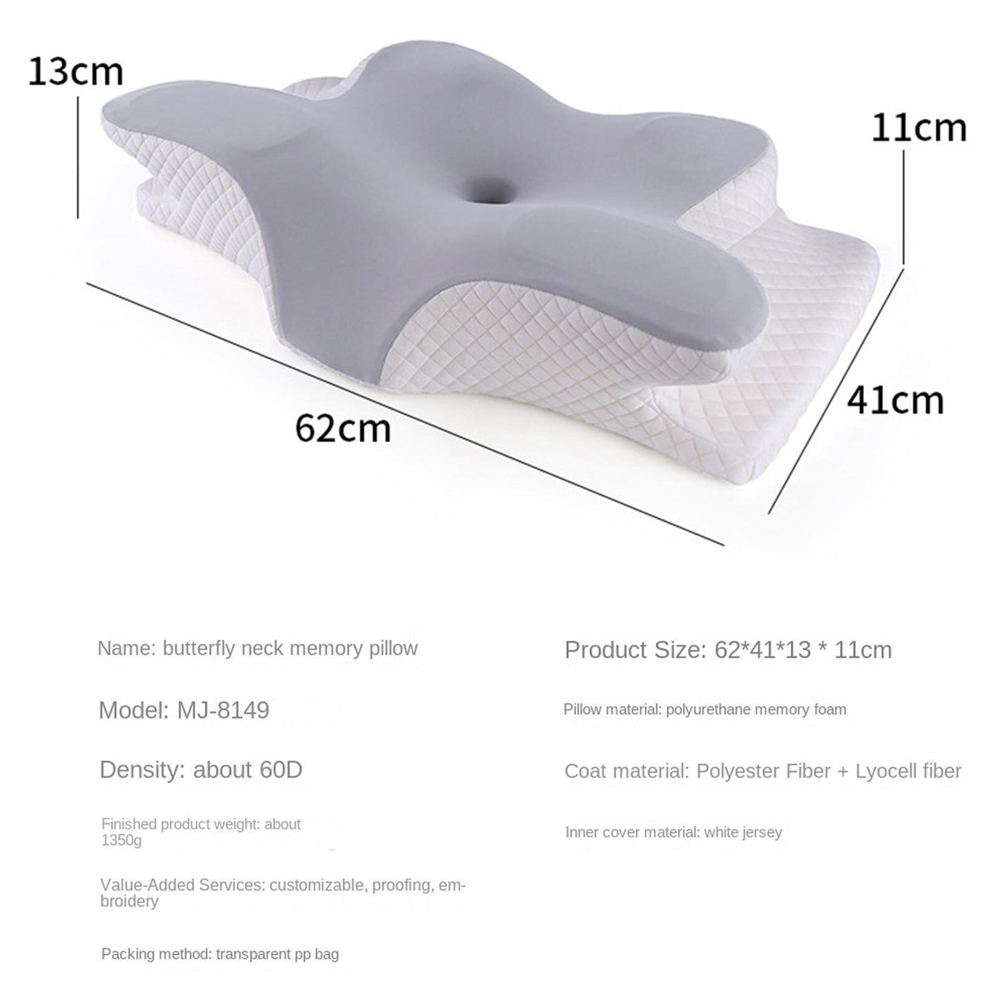 Ergonomic Memory Foam Cervical Pillow: Dual-Height Contour Design for Ultimate Neck Support
