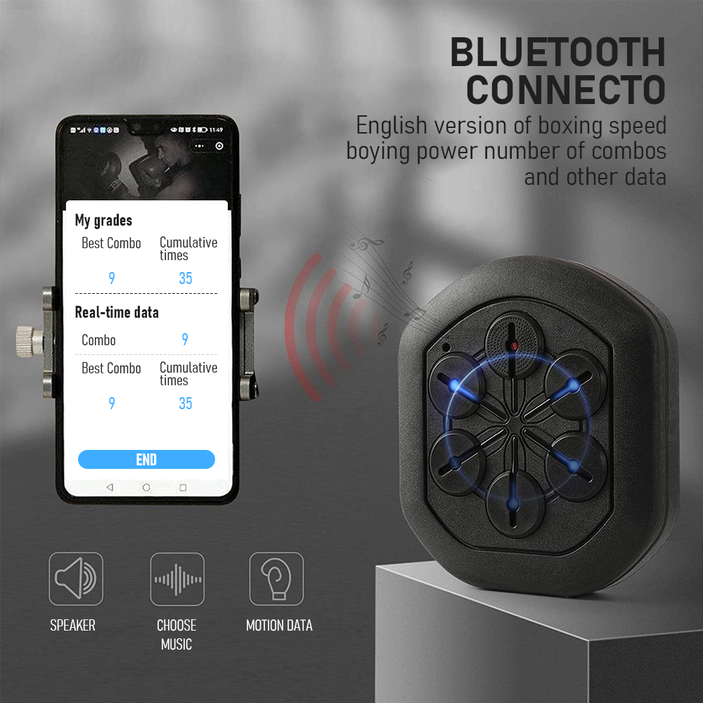 Interactive Boxing Trainer with LED, Bluetooth, and Rechargeable Battery - Wall-Mounted Training Pad for Kids and Adults