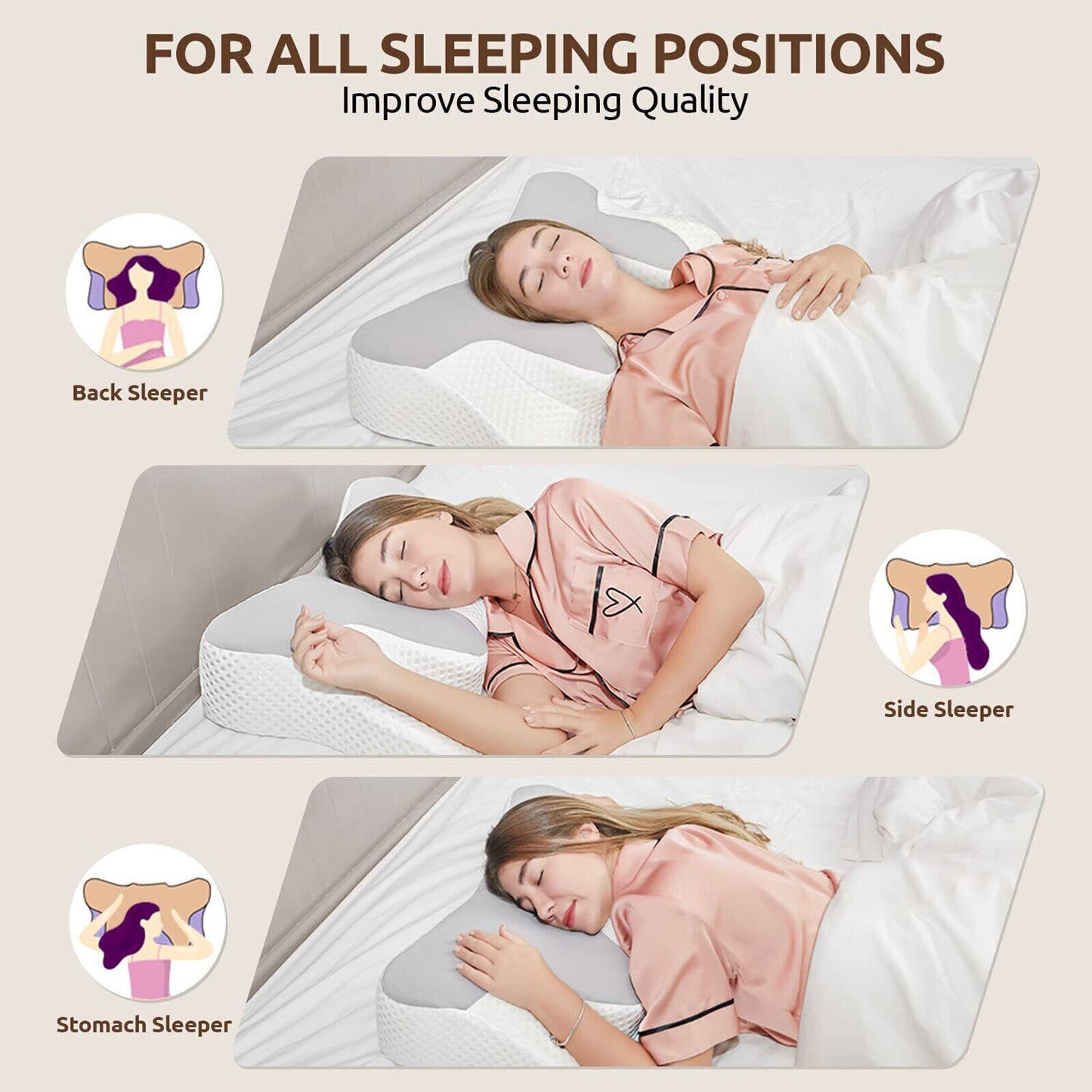 Ergonomic Memory Foam Cervical Pillow: Dual-Height Contour Design for Ultimate Neck Support