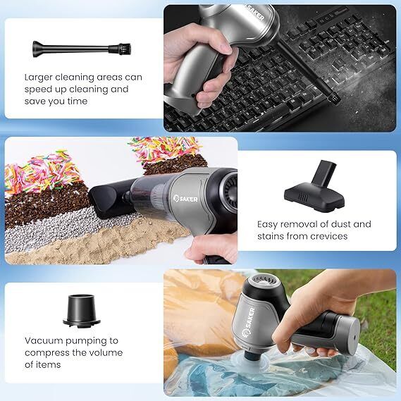 High-Efficiency 3-in-1 Handheld Vacuum: Powerful Suction, Blower, and Pump Features
