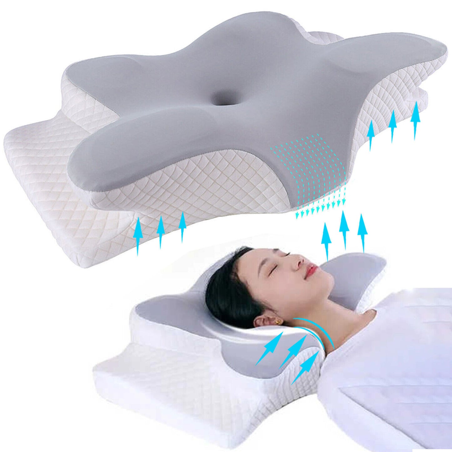 Ergonomic Memory Foam Cervical Pillow: Dual-Height Contour Design for Ultimate Neck Support