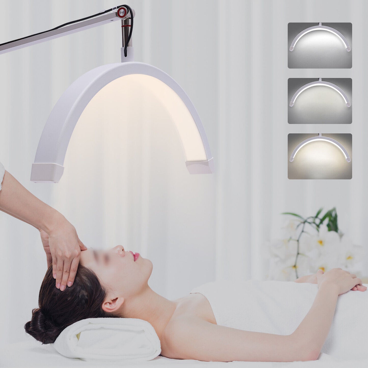 Adjustable LED Beauty Moon/Eyelash Light for Salons: Multi-Purpose, High-CRI, Rotatable Light with Adjustable Settings