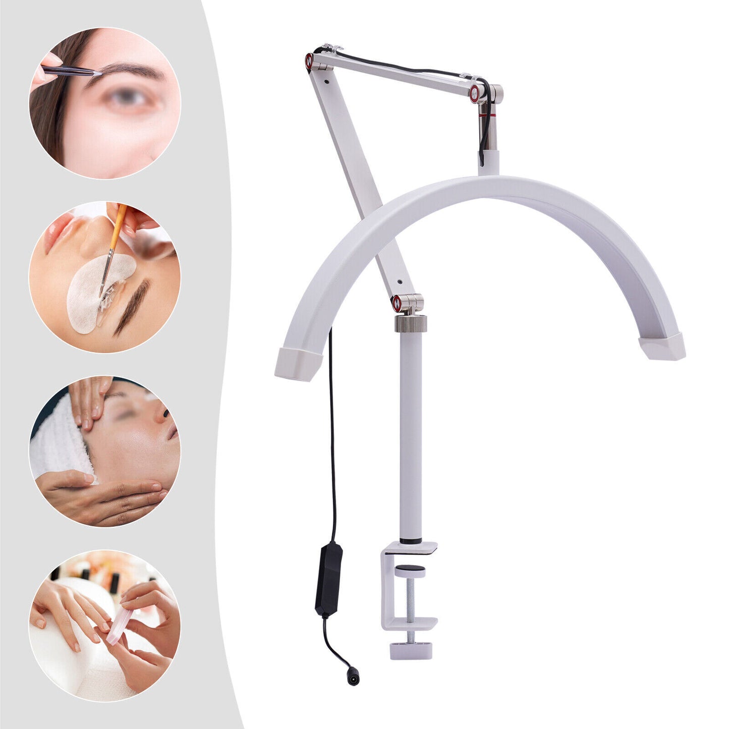 Adjustable LED Beauty Moon/Eyelash Light for Salons: Multi-Purpose, High-CRI, Rotatable Light with Adjustable Settings