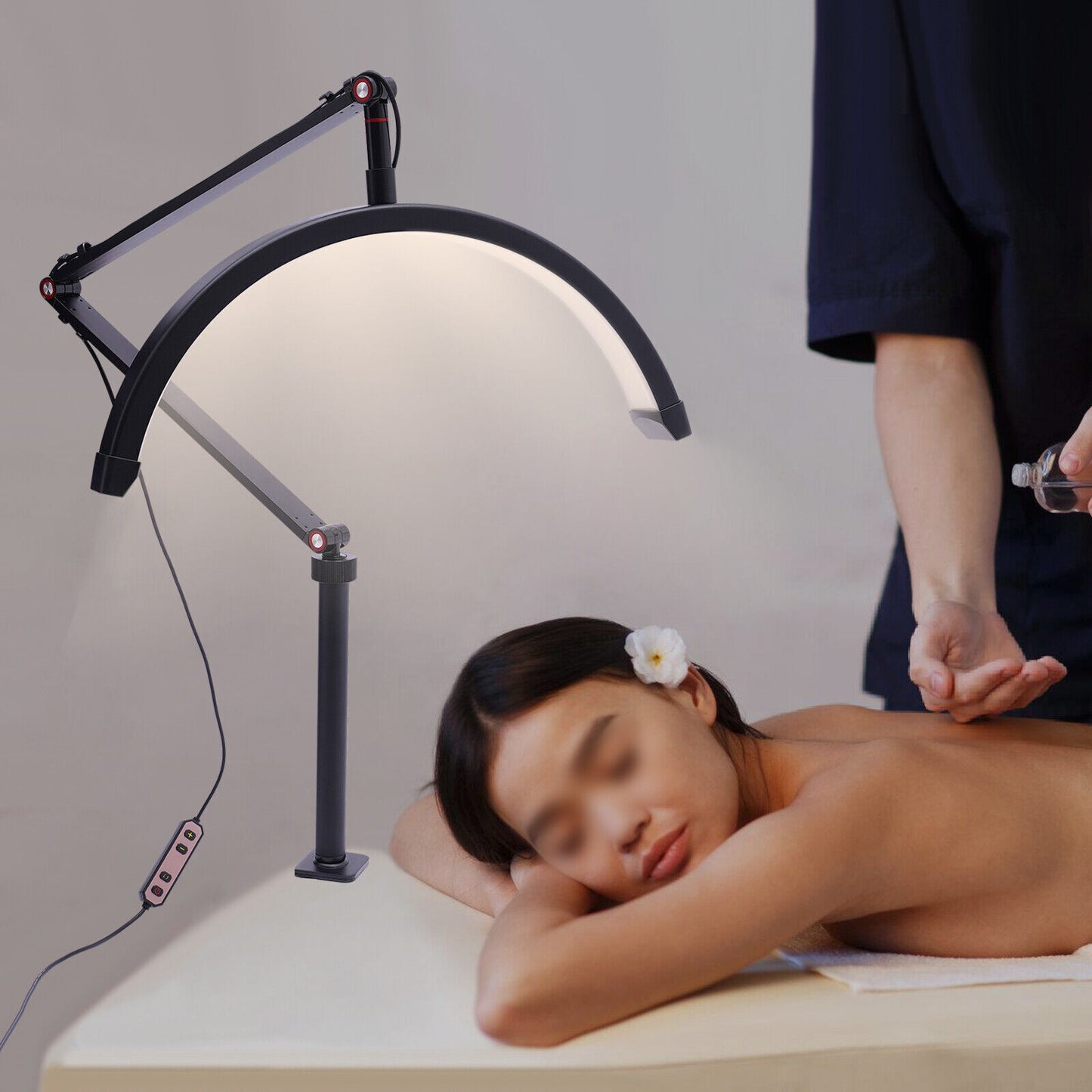 Adjustable LED Beauty Moon/Eyelash Light for Salons: Multi-Purpose, High-CRI, Rotatable Light with Adjustable Settings