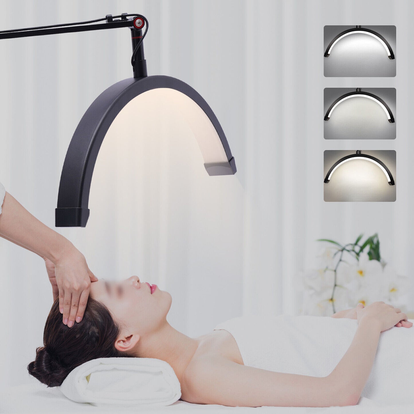 Adjustable LED Beauty Moon/Eyelash Light for Salons: Multi-Purpose, High-CRI, Rotatable Light with Adjustable Settings