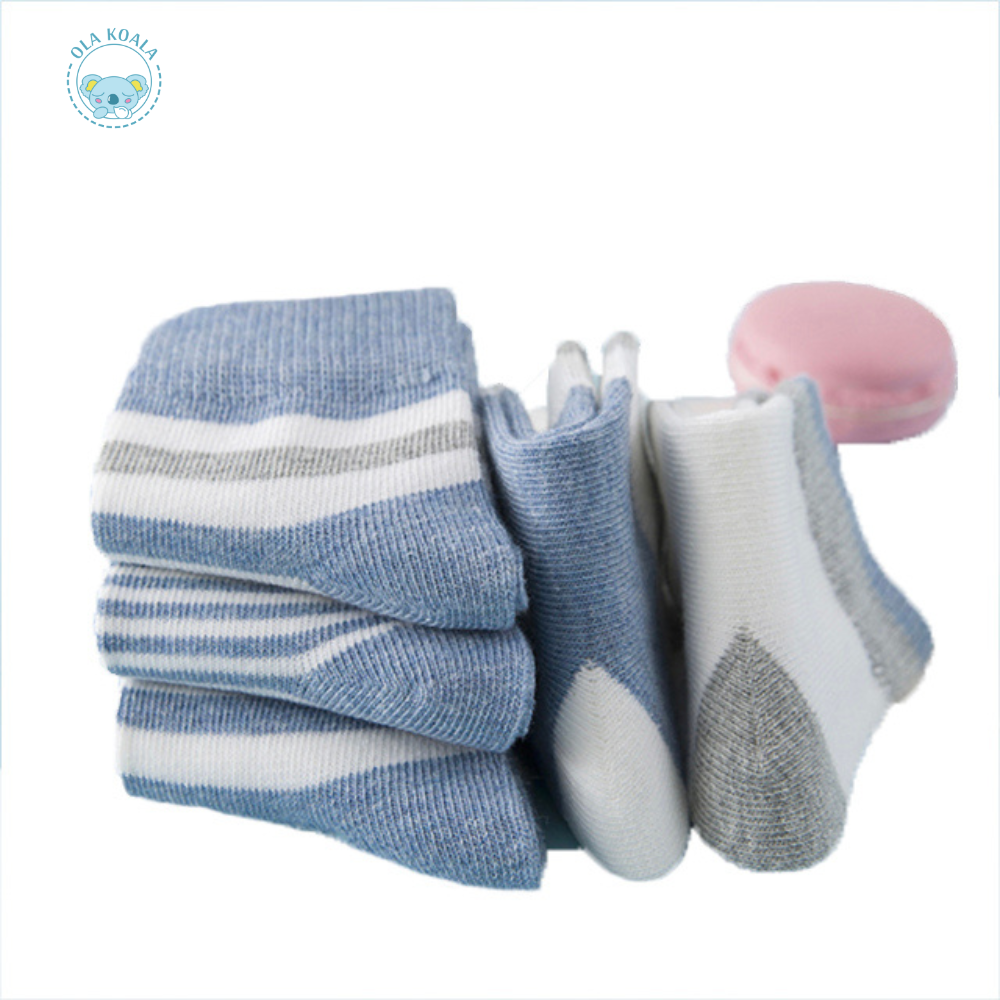 Ola Koala  Baby Organic Cotton Socks - Blue/Pink Stripes