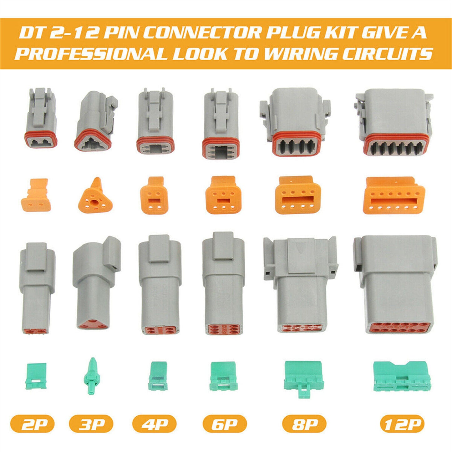 1500PC Deutsch DT Connector Plug Kit with Genuine Deutsch Crimp Tool for Auto and Marine