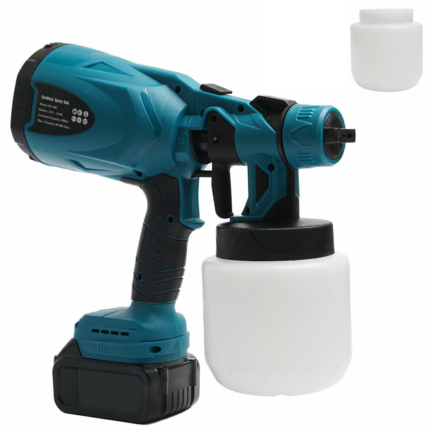 Cordless High Pressure Spray Gun Airless Paint Sprayer with 2 Battery 1000ML