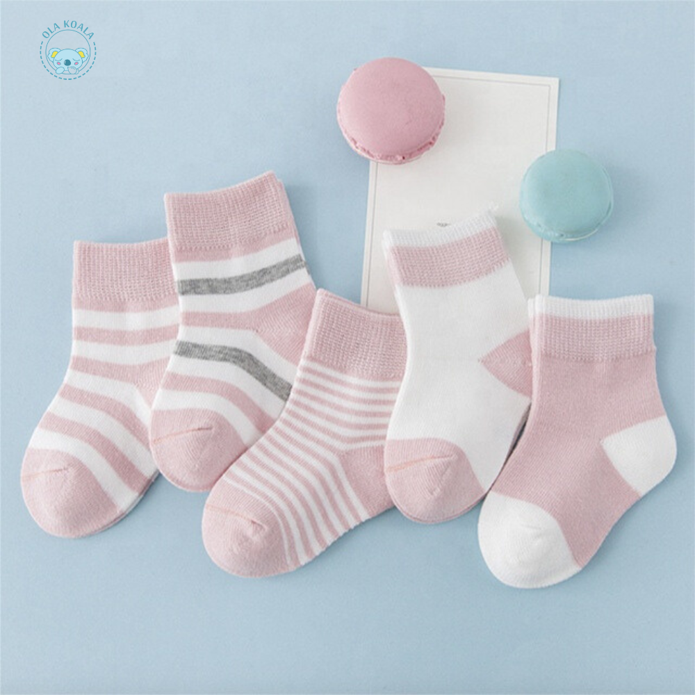 Ola Koala  Baby Organic Cotton Socks - Blue/Pink Stripes