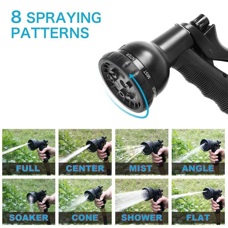 100FT Expandable Garden Hose with 8-Function Spray Nozzle and Durable Accessories - Flexible Water Hose for Gardening, Cleaning, and Outdoor Use