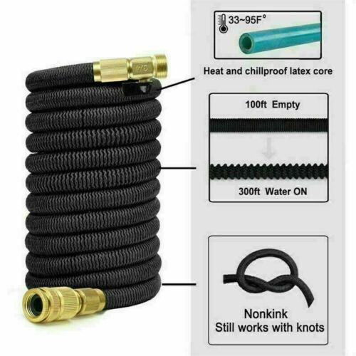 100FT Expandable Garden Hose with 8-Function Spray Nozzle and Durable Accessories - Flexible Water Hose for Gardening, Cleaning, and Outdoor Use