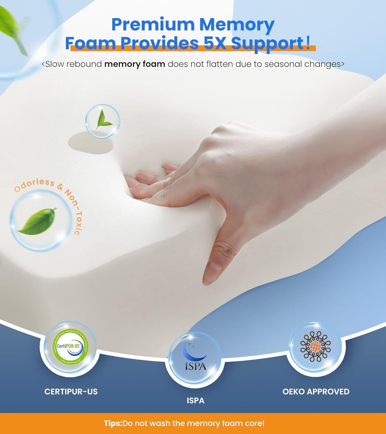 Ergonomic Memory Foam Cervical Pillow: Dual-Height Contour Design for Ultimate Neck Support