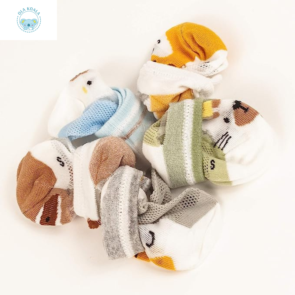Ola Koala 5 Pairs Socks for Baby/Toddler/Kid Boys Girls; No Show Ankle Kid Socks; Ultra Soft Cotton Thin Mesh Infant Baby Summer Socks