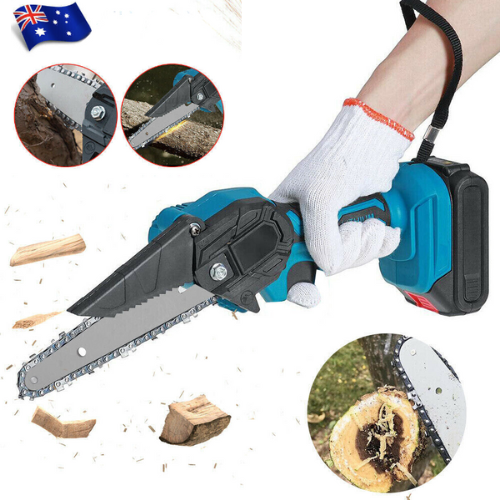 6" Cordless Electric Chainsaw 2X Battery-Powered Wood Cutter Tool for Wood Cutting, Tree Trimming, Branch Pruning, Gardening, Camping