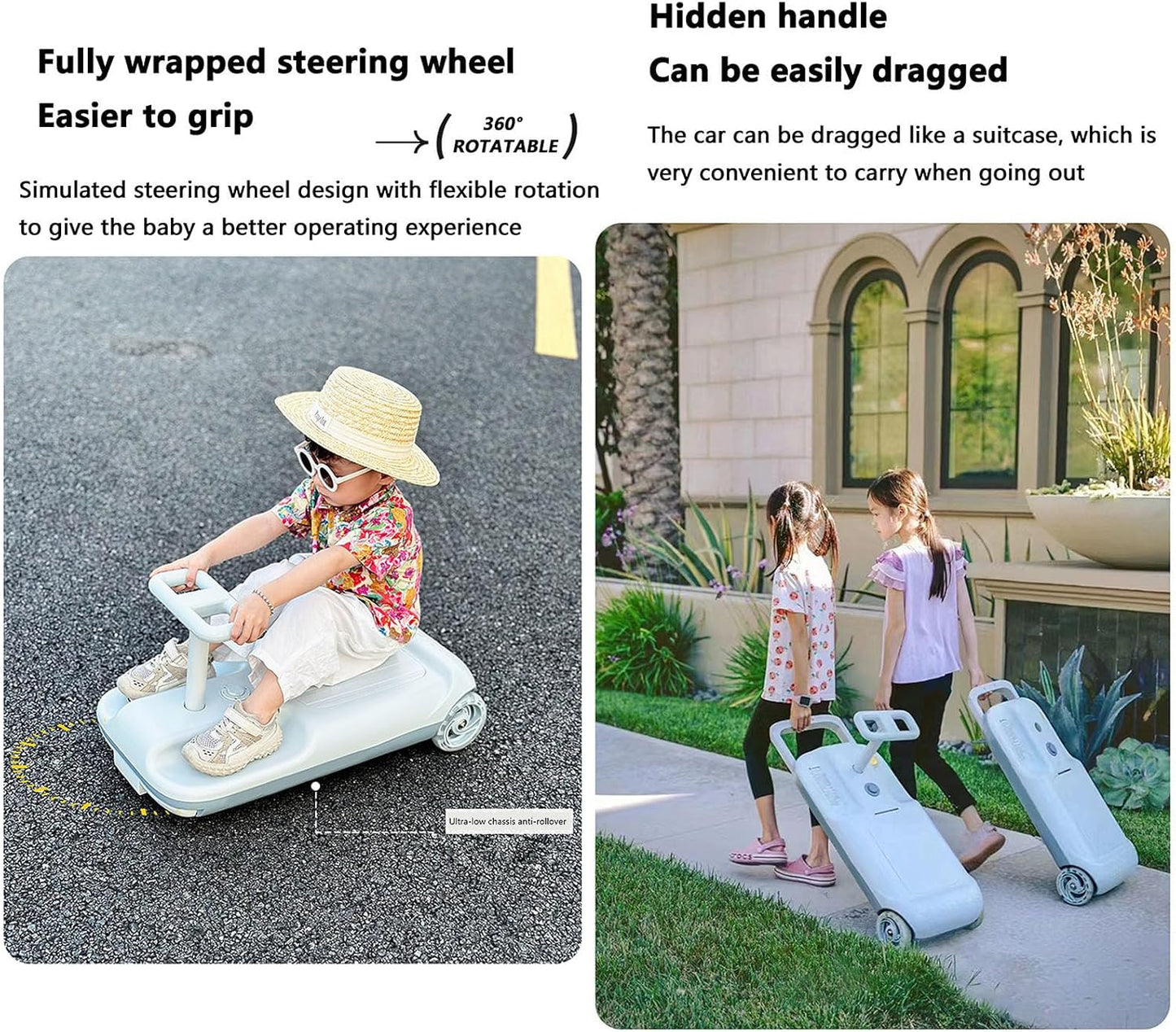 Kids Electric Ride On Cleaning Car with Mop - Go Kart Toy for Ages 3-12