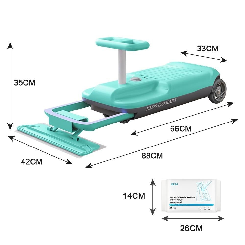 Kids Electric Ride On Cleaning Car with Mop - Go Kart Toy for Ages 3-12