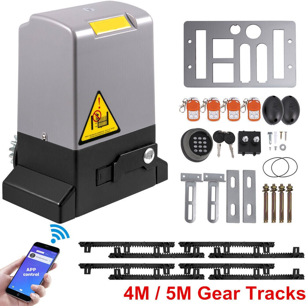 Sliding Gate Opener 1800KG 750W – Automatic Electric Sliding Gate Motor with Remote & APP Control – Heavy Duty Driveway Gate Operator with 4M/5M Rail Kit