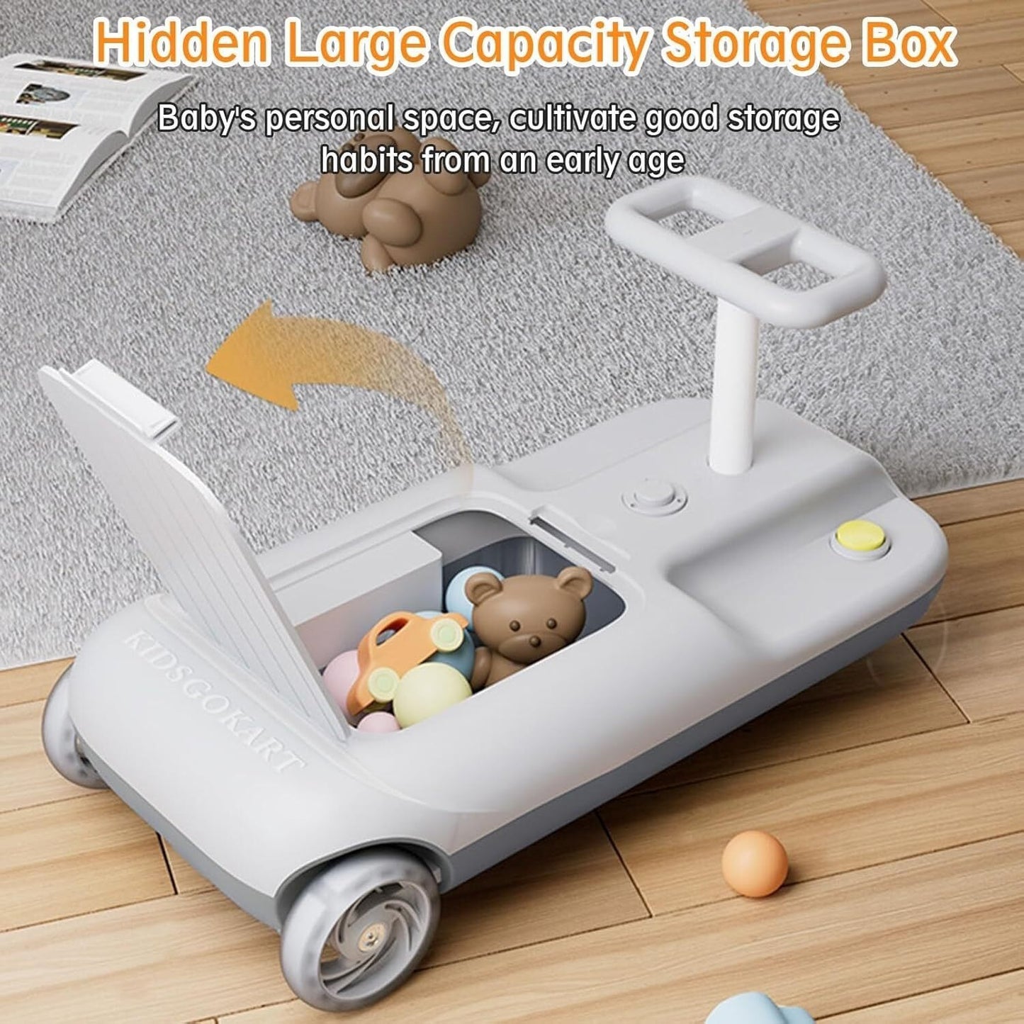 Kids Electric Ride On Cleaning Car with Mop - Go Kart Toy for Ages 3-12