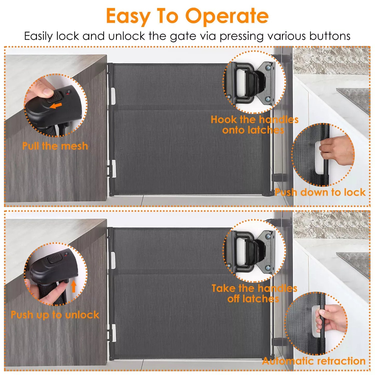 Retractable Baby & Pet Gate - Extra Wide Indoor Outdoor