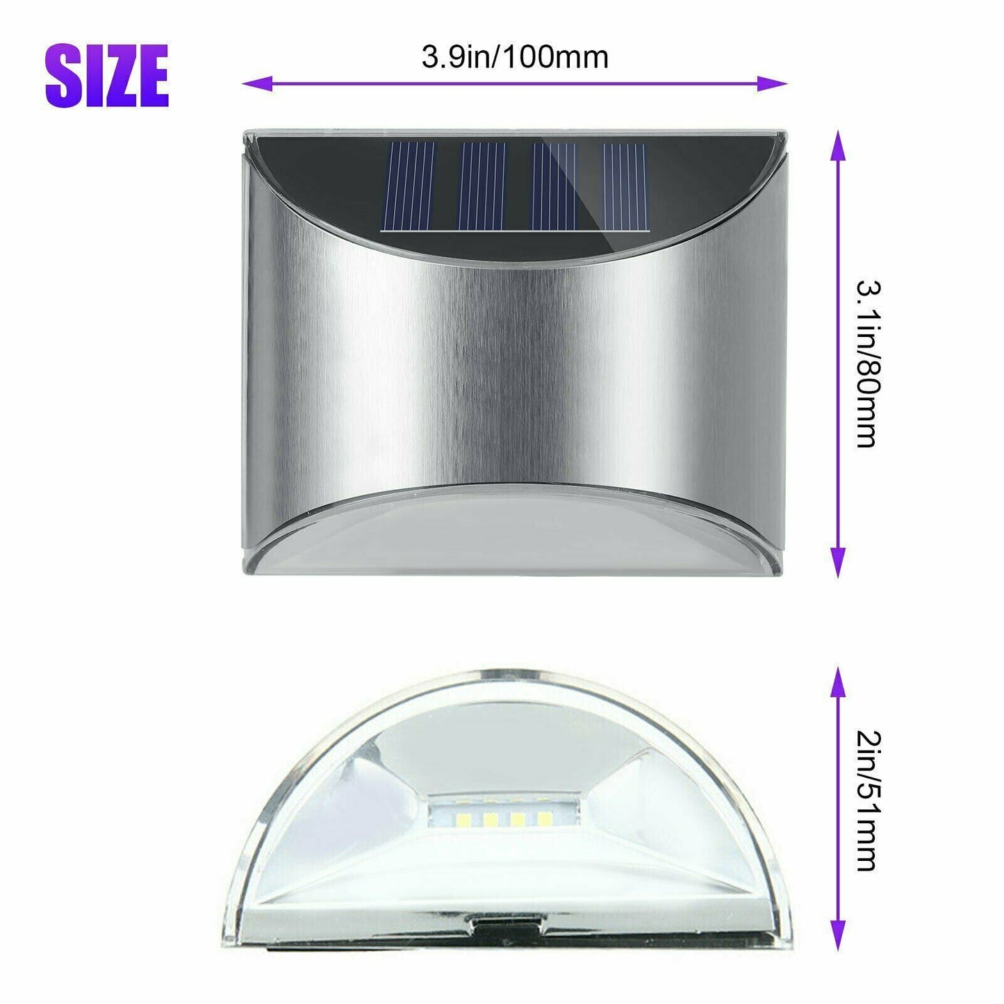 2x Solar Power LED Wall Lights - Garden, Outdoor and Waterproof