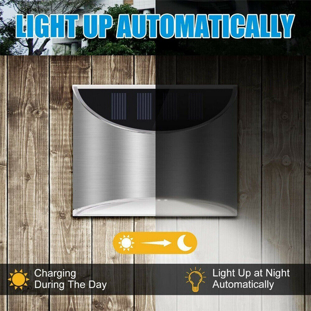 2x Solar Power LED Wall Lights - Garden, Outdoor and Waterproof