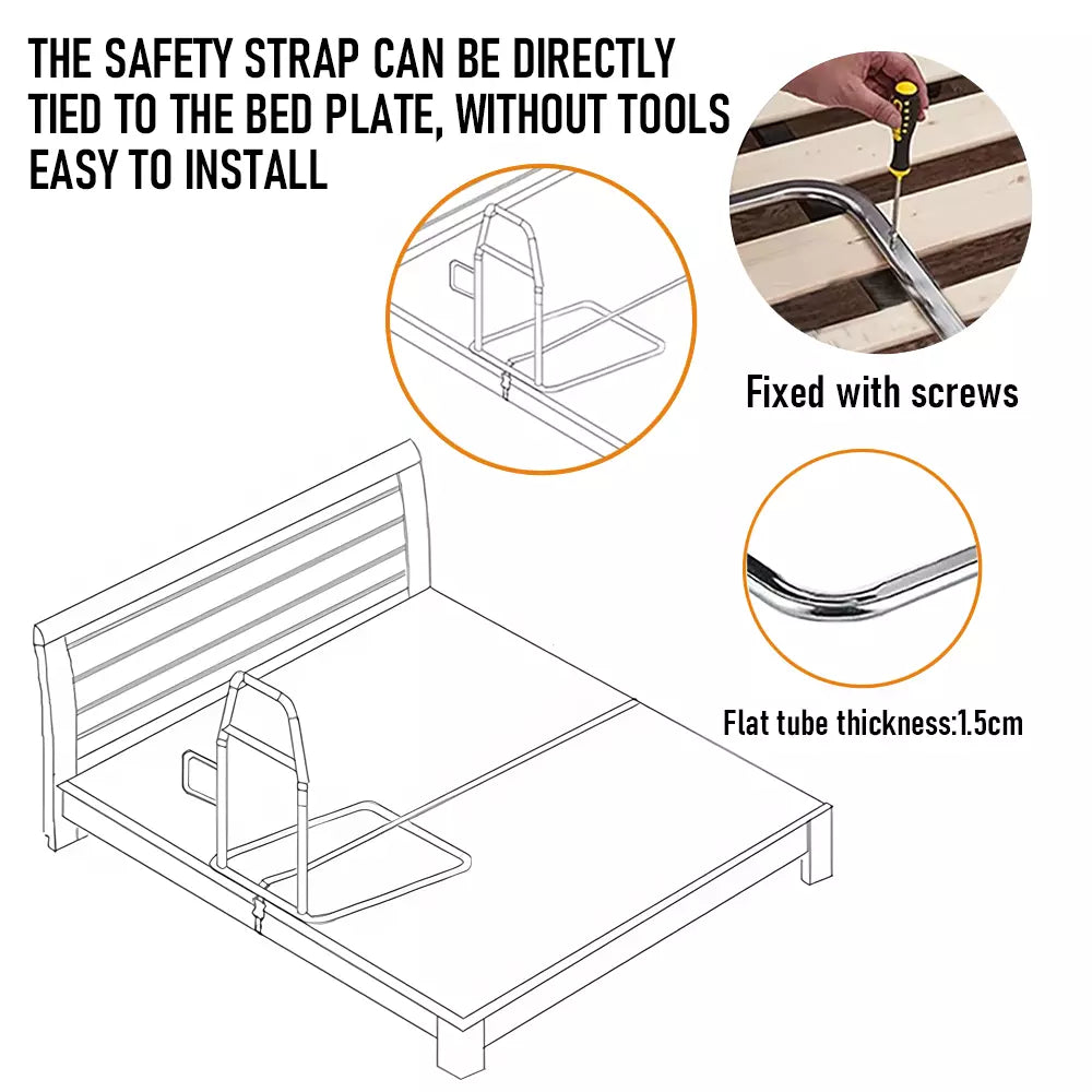 Adjustable Bed Assist Rail with Light and Storage Pocket -Designed for Elderly