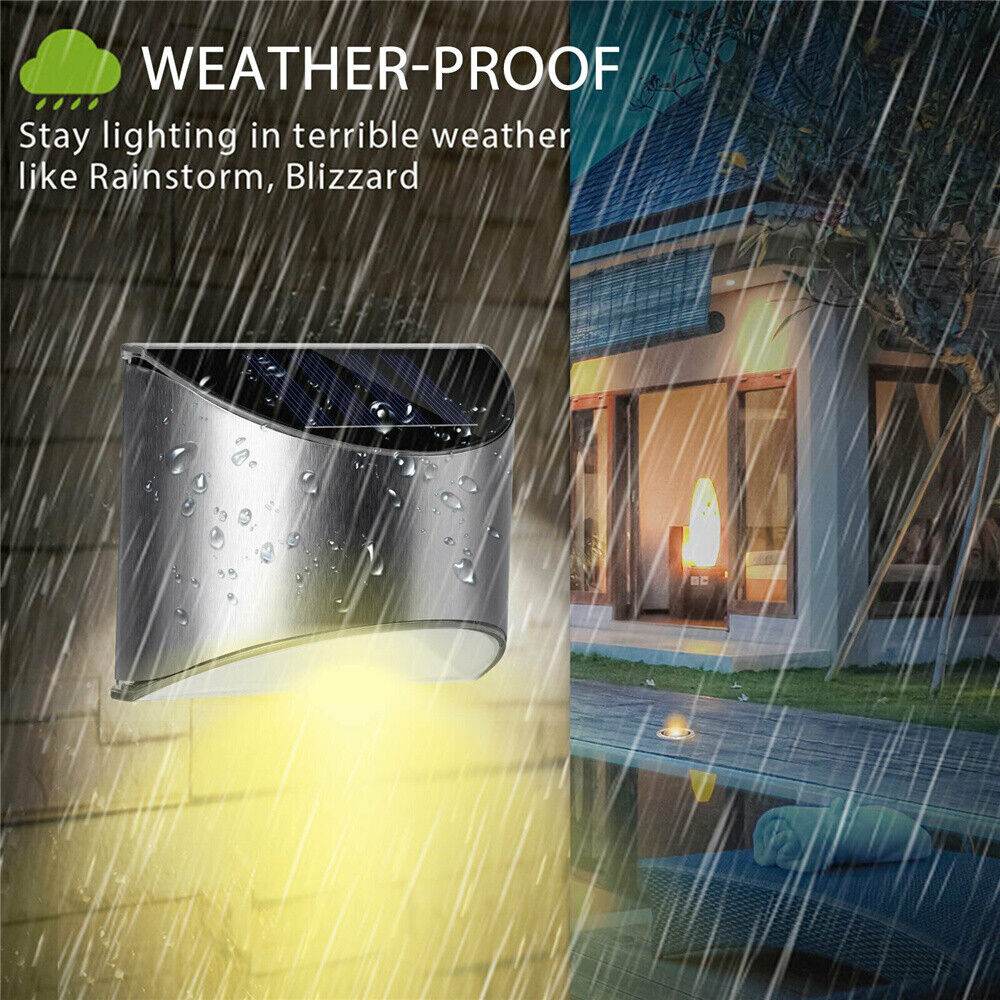 2x Solar Power LED Wall Lights - Garden, Outdoor and Waterproof